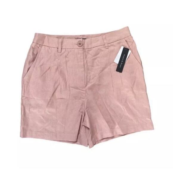 Violets & Roses Women's ESTILO Pleated Linen Blend Shorts Rose Tan Size 6/28 NWT - Picture 1 of 4